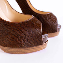 Load image into Gallery viewer, Christian Louboutin Elegant Open Toe Leather Pumps with Wooden Heel
