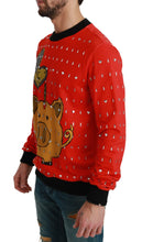 Load image into Gallery viewer, Dolce &amp; Gabbana Elegant Red Crystal-Embellished Pullover Sweater
