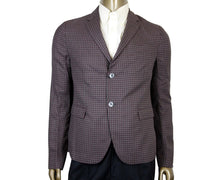 Load image into Gallery viewer, Gucci Gucci Men&#39;s 2 Buttons Grey / Burgundy Vichy Wool Gauze Jacket
