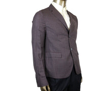 Load image into Gallery viewer, Gucci Gucci Men&#39;s 2 Buttons Grey / Burgundy Vichy Wool Gauze Jacket
