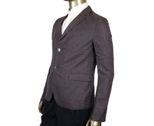 Load image into Gallery viewer, Gucci Gucci Men&#39;s 2 Buttons Grey / Burgundy Vichy Wool Gauze Jacket
