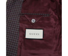 Load image into Gallery viewer, Gucci Gucci Men&#39;s 2 Buttons Grey / Burgundy Vichy Wool Gauze Jacket
