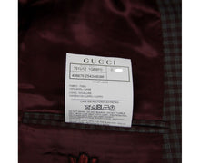 Load image into Gallery viewer, Gucci Gucci Men&#39;s 2 Buttons Grey / Burgundy Vichy Wool Gauze Jacket
