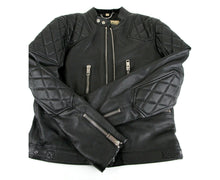 Load image into Gallery viewer, Burberry Burberry Men&#39;s Black Leather Diamond Quilted Biker Jacket
