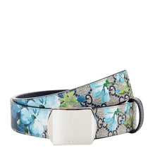 Load image into Gallery viewer, Gucci Gucci Unisex Silver Buckle Blue GG Supreme Coated Canvas Belt
