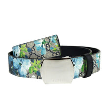 Load image into Gallery viewer, Gucci Gucci Unisex Silver Buckle Blue GG Supreme Coated Canvas Belt
