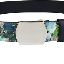 Load image into Gallery viewer, Gucci Gucci Unisex Silver Buckle Blue GG Supreme Coated Canvas Belt
