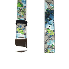 Load image into Gallery viewer, Gucci Gucci Unisex Silver Buckle Blue GG Supreme Coated Canvas Belt
