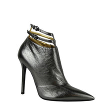 Load image into Gallery viewer, Bottega Veneta Women&#39;s Grey Ankle Metallic Leather Heels Straps
