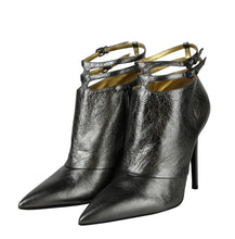 Load image into Gallery viewer, Bottega Veneta Women&#39;s Grey Ankle Metallic Leather Heels With Straps
