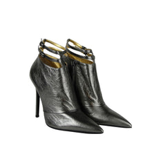 Load image into Gallery viewer, Bottega Veneta Women&#39;s Grey Ankle Metallic Leather Heels With Straps
