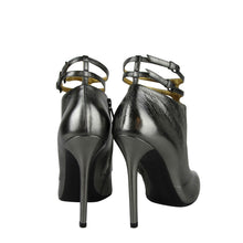 Load image into Gallery viewer, Bottega Veneta Women&#39;s Grey Ankle Metallic Leather Heels With Straps
