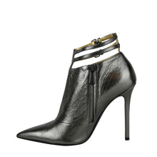 Load image into Gallery viewer, Bottega Veneta Women&#39;s Grey Ankle Metallic Leather Heels With Straps
