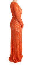 Load image into Gallery viewer, Dolce &amp; Gabbana Elegant Long-Sleeve Full-Length Orange Sheath Dress

