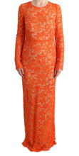 Load image into Gallery viewer, Dolce &amp; Gabbana Elegant Long-Sleeve Full-Length Orange Sheath Dress
