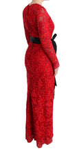 Load image into Gallery viewer, Dolce &amp; Gabbana Elegant Red Sheath Dress with Silk Bow Belt
