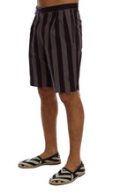 Load image into Gallery viewer, Dolce &amp; Gabbana Gray Purple Striped Cotton Shorts
