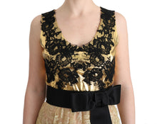 Load image into Gallery viewer, Dolce &amp; Gabbana Elegant Gold Floral Lace Gown Dress
