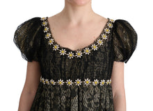 Load image into Gallery viewer, Dolce &amp; Gabbana Sunflower Lace Crystal Maxi Shift Dress
