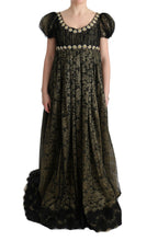 Load image into Gallery viewer, Dolce &amp; Gabbana Sunflower Lace Crystal Maxi Shift Dress

