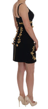 Load image into Gallery viewer, Dolce &amp; Gabbana Elegant Black A-Line Sleeveless Dress with Gold Details

