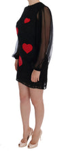 Load image into Gallery viewer, Dolce &amp; Gabbana Elegant Black Lace Heart Applique Shift Dress

