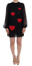 Load image into Gallery viewer, Dolce &amp; Gabbana Elegant Black Lace Heart Applique Shift Dress

