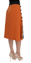 Load image into Gallery viewer, Dolce &amp; Gabbana Embellished Wool Skirt in Vivid Orange
