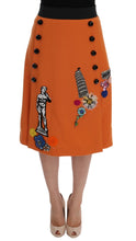 Load image into Gallery viewer, Dolce &amp; Gabbana Embellished Wool Skirt in Vivid Orange
