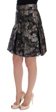 Load image into Gallery viewer, Dolce &amp; Gabbana Elegant Black Silver-Floral Straight Skirt
