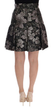 Load image into Gallery viewer, Dolce &amp; Gabbana Elegant Black Silver-Floral Straight Skirt
