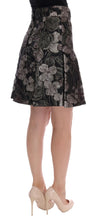 Load image into Gallery viewer, Dolce &amp; Gabbana Elegant Black Silver-Floral Straight Skirt
