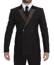 Load image into Gallery viewer, Dolce &amp; Gabbana Elegant Brown Striped Three-Piece Tuxedo
