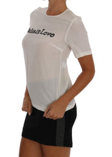 Load image into Gallery viewer, Dolce &amp; Gabbana Silk Sequined &#39;Italia Is Love&#39; White Blouse
