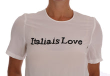 Load image into Gallery viewer, Dolce &amp; Gabbana Silk Sequined &#39;Italia Is Love&#39; White Blouse
