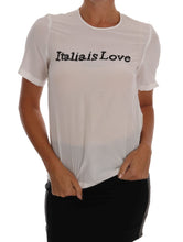 Load image into Gallery viewer, Dolce &amp; Gabbana Silk Sequined &#39;Italia Is Love&#39; White Blouse
