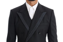 Load image into Gallery viewer, Dolce &amp; Gabbana Elegant Gray Striped Wool Silk Men&#39;s 3-Piece Suit
