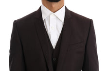 Load image into Gallery viewer, Dolce &amp; Gabbana Brown Striped GOLD Slim Fit 3 Piece Suit
