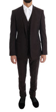 Load image into Gallery viewer, Dolce &amp; Gabbana Brown Striped GOLD Slim Fit 3 Piece Suit
