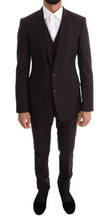 Load image into Gallery viewer, Dolce &amp; Gabbana Brown Striped GOLD Slim Fit 3 Piece Suit
