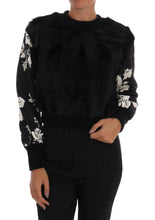 Load image into Gallery viewer, Dolce &amp; Gabbana Floral Brocade Black Fur Sweater
