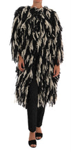 Load image into Gallery viewer, Dolce &amp; Gabbana Black and White Fringed Wool Coat Jacket
