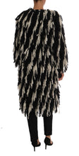 Load image into Gallery viewer, Dolce &amp; Gabbana Black and White Fringed Wool Coat Jacket
