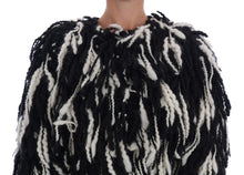 Load image into Gallery viewer, Dolce &amp; Gabbana Black and White Fringed Wool Coat Jacket
