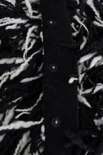 Load image into Gallery viewer, Dolce &amp; Gabbana Black and White Fringed Wool Coat Jacket
