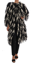 Load image into Gallery viewer, Dolce &amp; Gabbana Black and White Fringed Wool Coat Jacket
