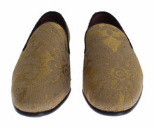 Load image into Gallery viewer, Dolce &amp; Gabbana Golden Baroque Silk Dress Loafers
