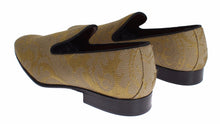 Load image into Gallery viewer, Dolce &amp; Gabbana Golden Baroque Silk Dress Loafers
