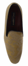 Load image into Gallery viewer, Dolce &amp; Gabbana Golden Baroque Silk Dress Loafers
