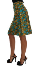Load image into Gallery viewer, Dolce &amp; Gabbana Elegant Green Jacquard High Waist Skirt
